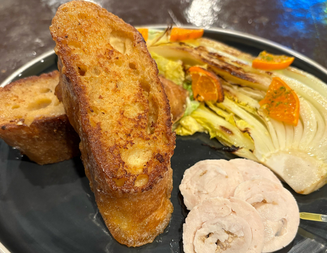 甘くないフレンチトースト　白菜と蜜柑のグリル　生姜と柚子が香る鶏むねハム