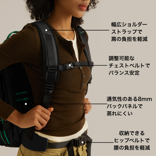 登山級の背負心地を実現