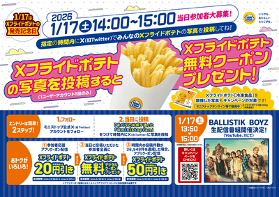Xフライドポテト投稿企画販促物(画像はイメージです。)
