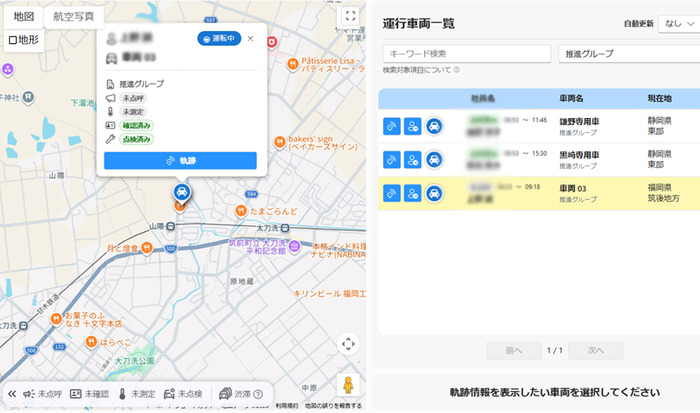 ＜動態位置画面＞ 