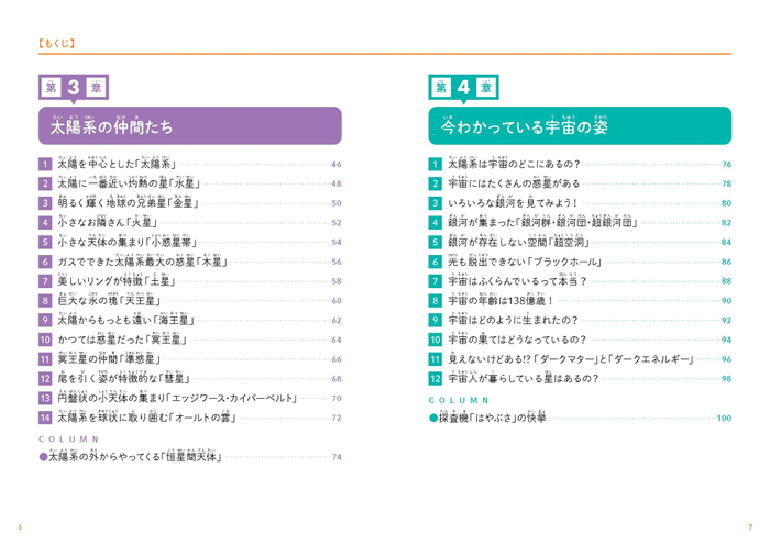 『こども宇宙　未知なる宇宙のことがわかる本』もくじ②