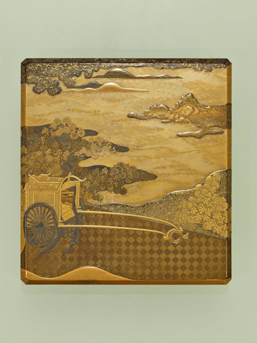 8. 御所車蒔絵硯箱