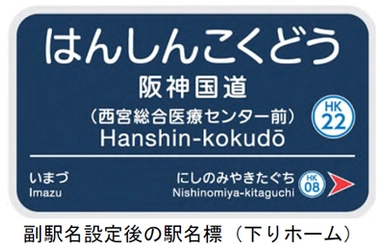 7月1日（水）から今津線 「阪神国道（はんしんこくどう）駅」に 副駅名「西宮総合医療センター前 （にしのみやそうごういりょうせんたーまえ）」を 設定します 