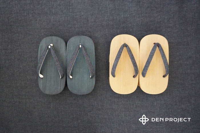 ねずこ下駄　茶綿デニム鼻緒 1