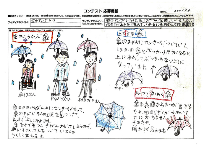 発明アイディア奨励賞　栗山 柚子香さん「空中アンブレラ」