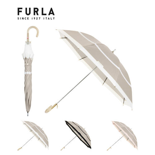 フルラ (FURLA) ボーダー 刺繍 長傘 【公式ムーンバット】 スライド式 一級遮光 遮熱 UV 晴雨兼用■11,000円(税込)