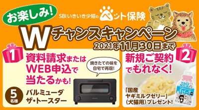 SBIいきいき少額短期保険 ペット保険Wチャンスキャンペーン
