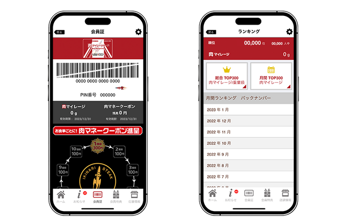 図2 会員証/ランキングの画面ショット