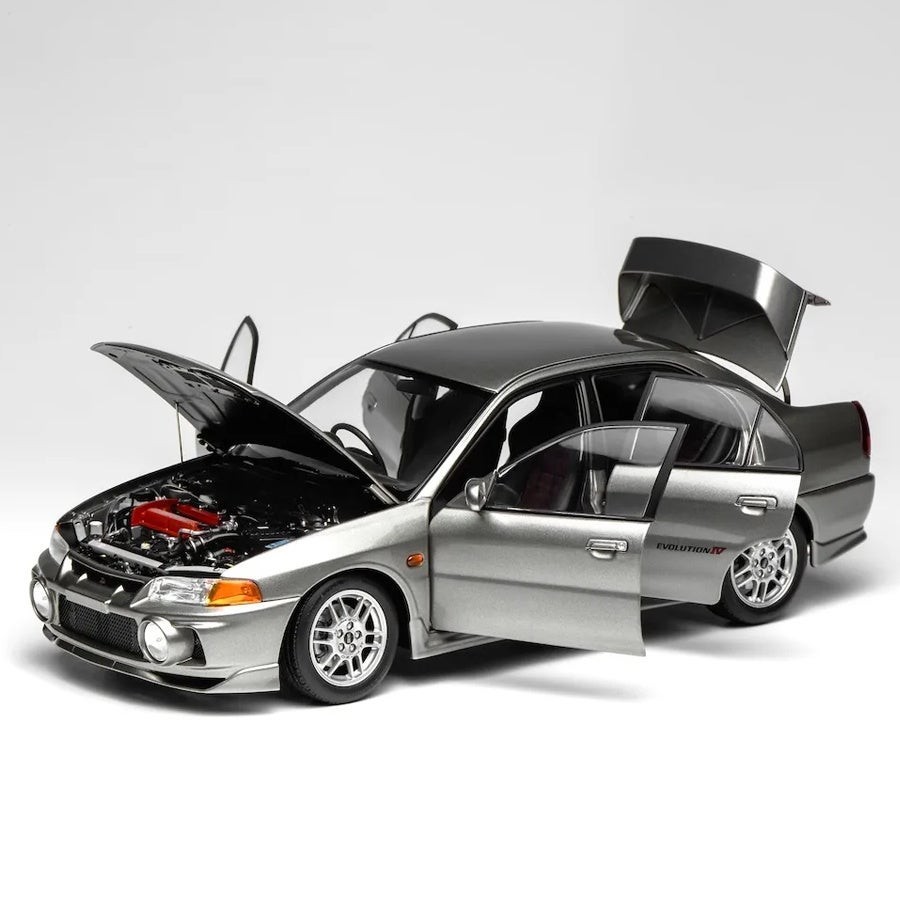 モーターヘリックス 1/18スケール M84001 三菱 Lancer Evolution IV ランサーエボリューション EVO Ⅳ Steel Silver Metallic