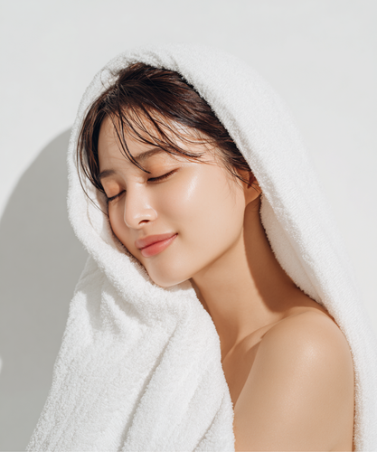 タオルに包まれた女性