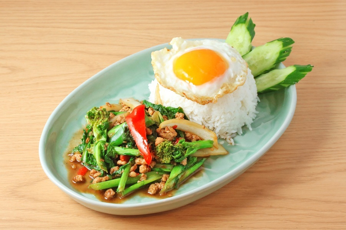 春ガパオ　菜の花と豚挽き肉のバジル炒め