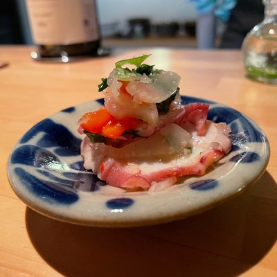 タコと香味野菜、パブリカのセビーチェ
