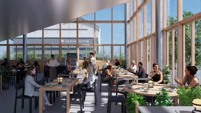 神戸港の景色を望む開放的な店内（イメージ画像）