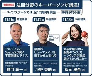 11/11(水)-13(金)に東京ビッグサイトで開催の「産業交流展2026」 ステージイベントには多彩なスピーカーが連日登壇！ 10/1(木)から公式サイトで来場登録を受け付けています