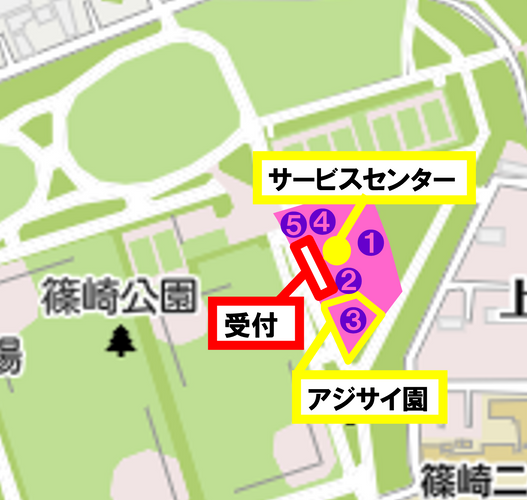 園内マップ(数字は各催し物の開催場所)