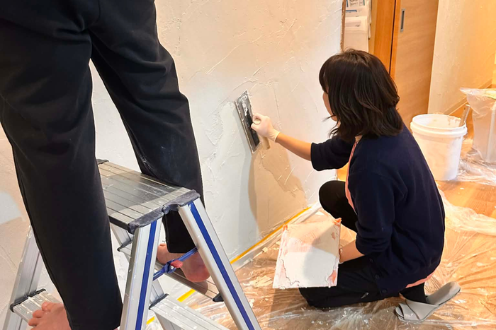 塗り壁技術習得研修の様子