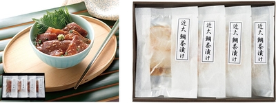 近大マグロ漬け丼セット（左）　近大鯛茶漬けセット（右）