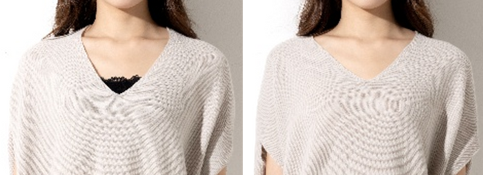 ネックラインが深く、デコルテがスッキリ