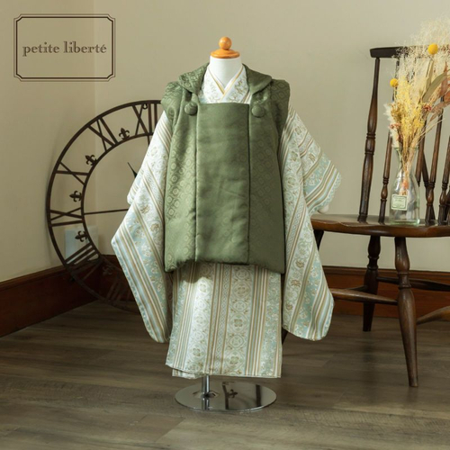 男の子 オリーブグリーン、更紗縞ブルー&times;ベージュ