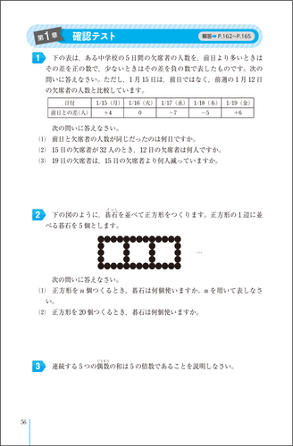 「文章題練習帳」 数学検定3級 中面(確認テスト)