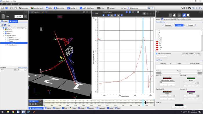 バイオメカニクスの分析画面