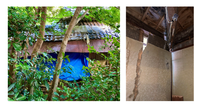 風雨の影響で傷んだ傷んだ施設