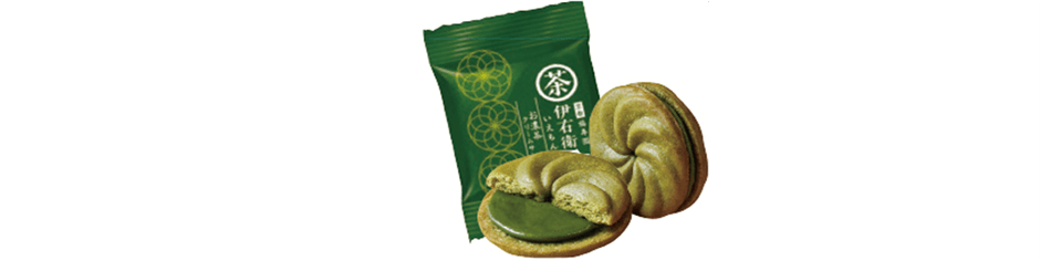 伊右衛門　お濃茶クリームサンド　個包装イメージ(個包装1袋に1枚入り)