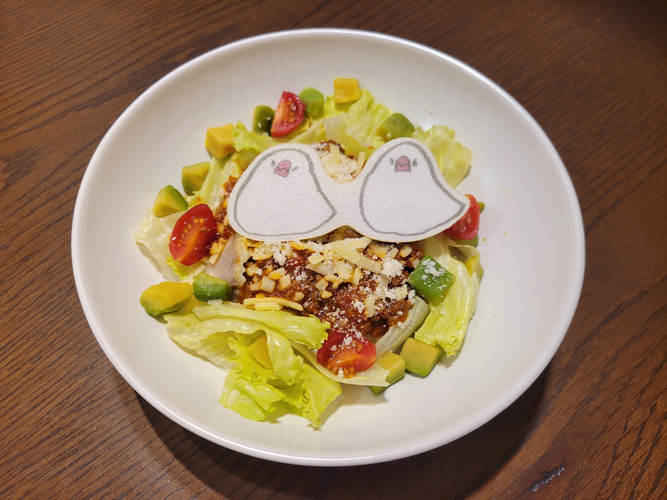 双子文鳥ちゃんのタコライス