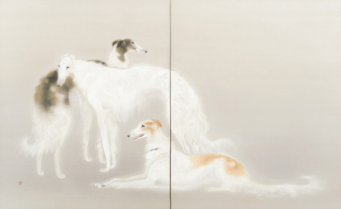 山口華楊「洋犬図」　1937年(昭和12)第1回新文展　東京国立近代美術館蔵