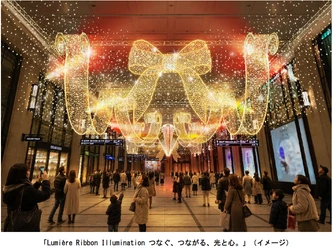 大阪梅田ツインタワーズ・ノース1階 「コンコース」クリスマスイルミネーション ルミエール・リボン・イルミネーション Lumiere Ribbon Illumination（※1） つなぐ、つながる、光と心。