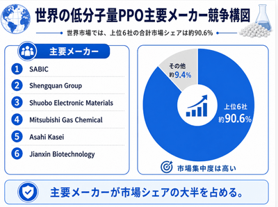 図. 低分子量ポリフェニレンエーテル, グローバル市場の競争環境