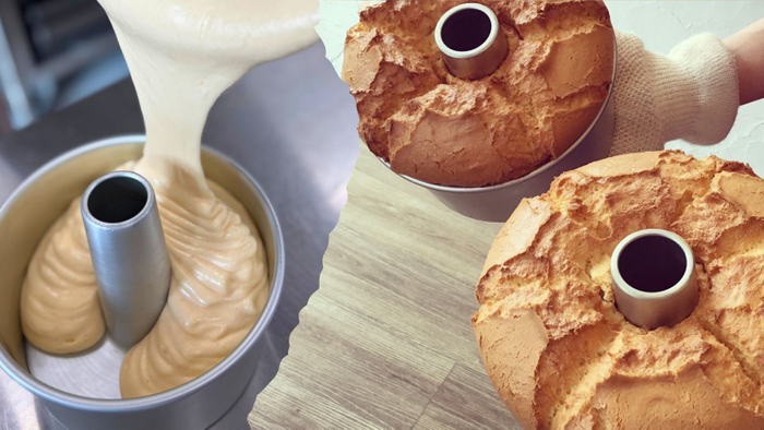 シフォンケーキの製造風景