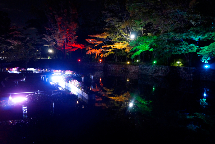 石垣壁泉のライトアップの様子