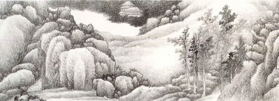山水長巻(部分) 龔賢筆