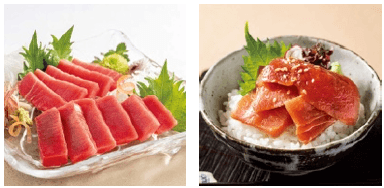 左から、近大マグロセット、近大マグロ漬け丼の具セット
