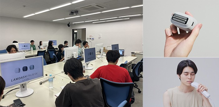 イベントで使用する製品説明を受ける田口ゼミの様子（左）、イベントで体験できる製品イメージ（右）