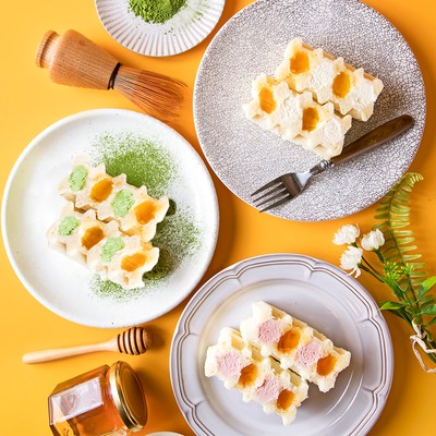 チーズと生はちみつの白いワッフル