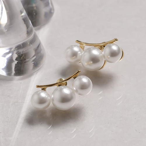 【S925】3連パールピアス