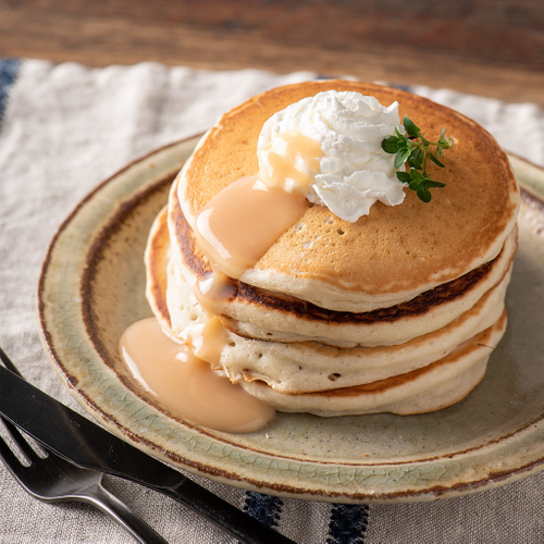 「バナナミルクがけホットケーキ」