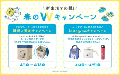新生活を応援！ブランド誕生20周年を迎えるウォーターサーバー 「家族の天然水 CosmoWater」が、 ムーミンとのコラボレーション企画第二弾 「春のWキャンペーン」を開始！
