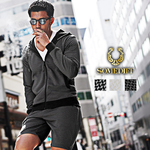 総柄パーカーセットアップ