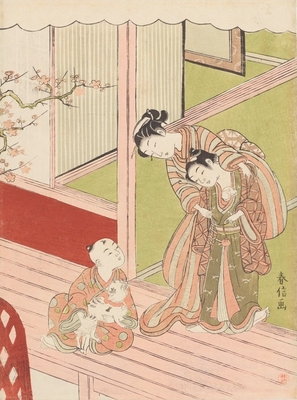 2. 鼠、猫と遊ぶ娘と子供
