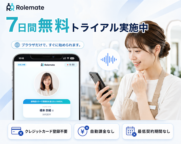 7日間の無料トライアルを提供中。クレジットカード登録不要・自動課金なし