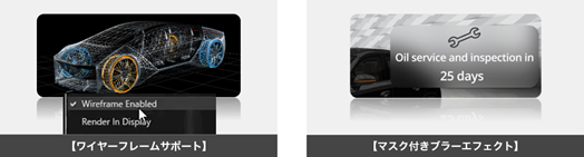 ワイヤーフレームサポート、マスク付きブラーエフェクト