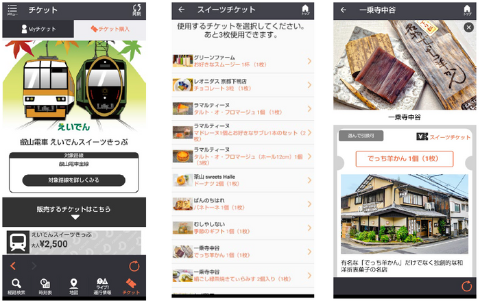 「えいでんスイーツきっぷ」画面イメージ