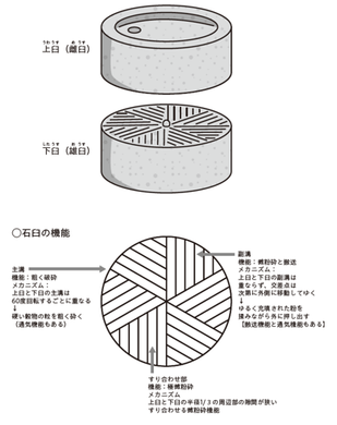 そば粉挽き臼の断面図