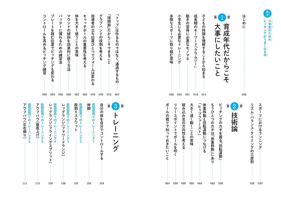 『小学生のための ピッチングがうまくなる本』もくじ①