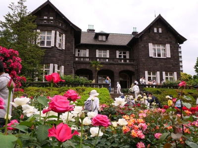 旧古河庭園の洋館とバラ（5月8日撮影）