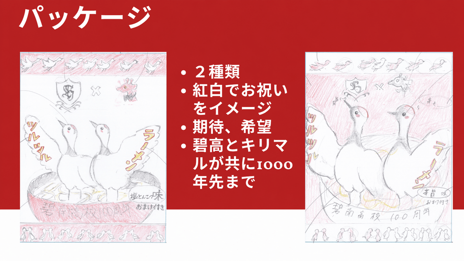 高校生が描いた「ツルツルラーメン」の初期パッケージ案