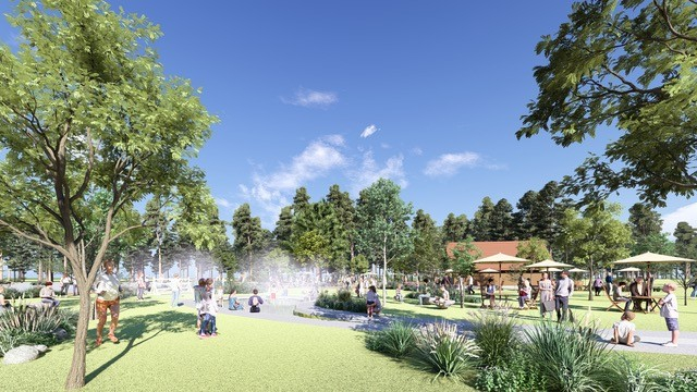 ①那須野が原の自然の景観や、春は約200本の桜並木が一望できる広大な&ldquo;千本松テラス&rdquo;の完成